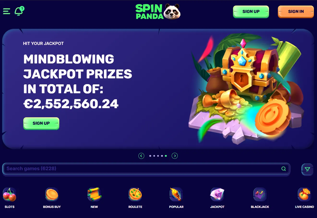 Speler plaatst een inzet bij Spin Panda